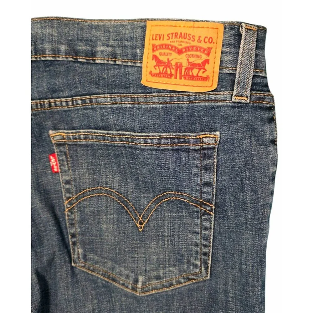 Levis Boyfriend Jeans Blue Denim Pants Midrise Stretch Straight Leg Womens 32 - Picture 7 of 13